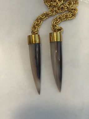 Rare SOKO Gold Knotted Unique Genuine Horn Lariat Necklace (#8)